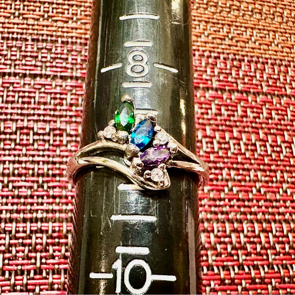 Fragrant Jewels Silver Ring with Green, Blue, and Purple Gems